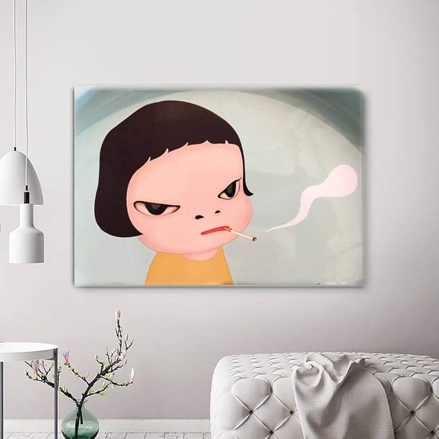 Amazon.co.jp: 奈良美智ポスタードリームドール煙壁画奈良美知プリント